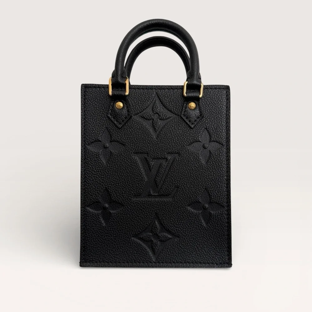 Louis Vuitton Petit Sac Plat Black Monogram Empreinte Leather